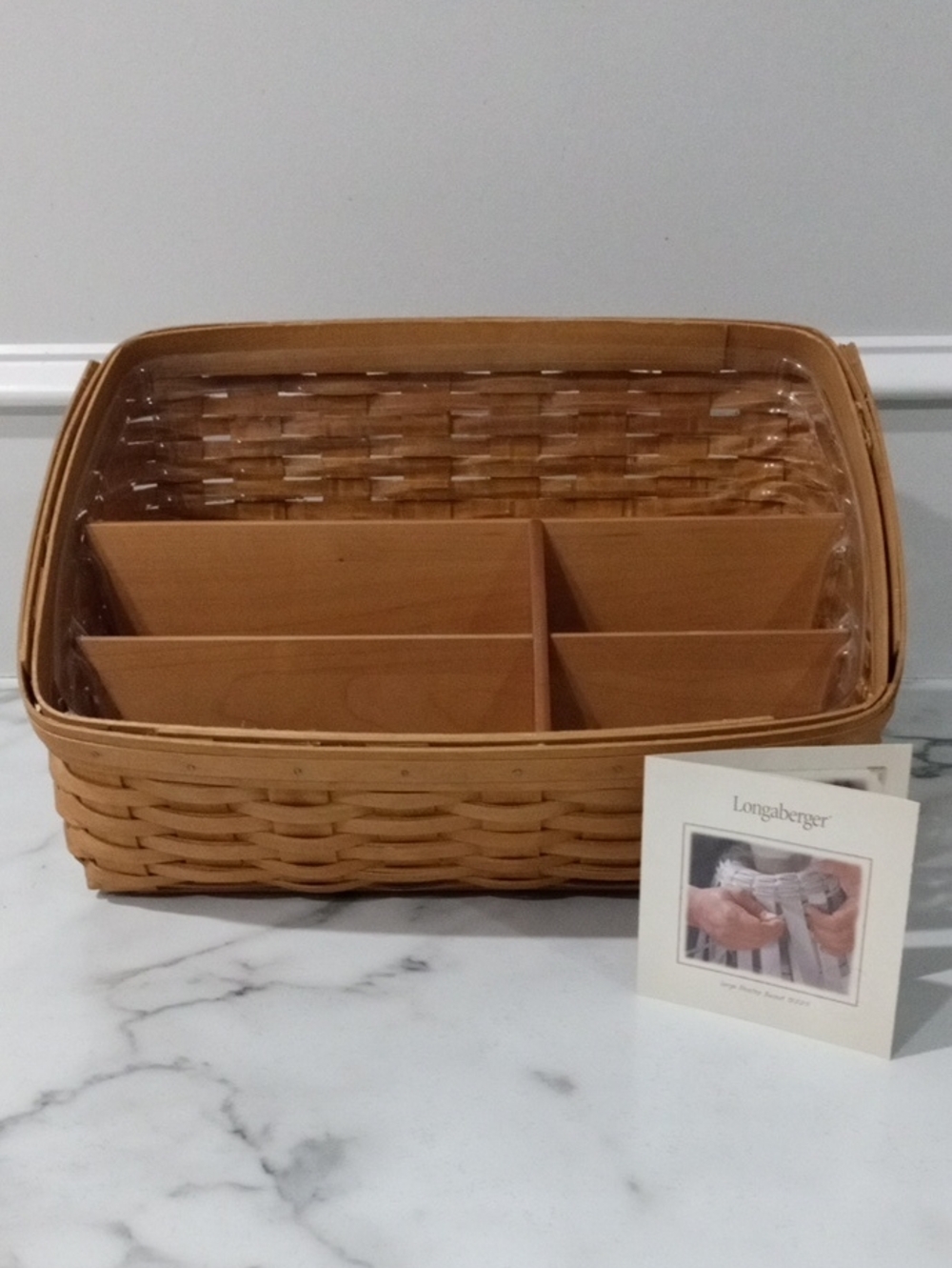 Longaberger Large Desktop Organizer Basket with Protector And Dividers